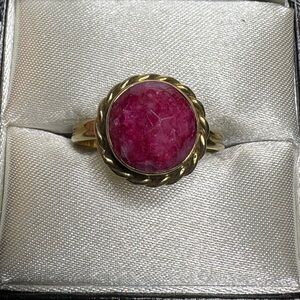 Ring Artisan Genuine Kashmir Ruby 925 Sterling Silver 18k Gold Over